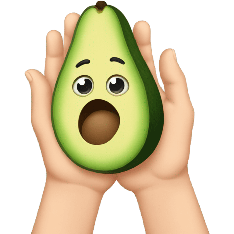 avocado with hands up emoji