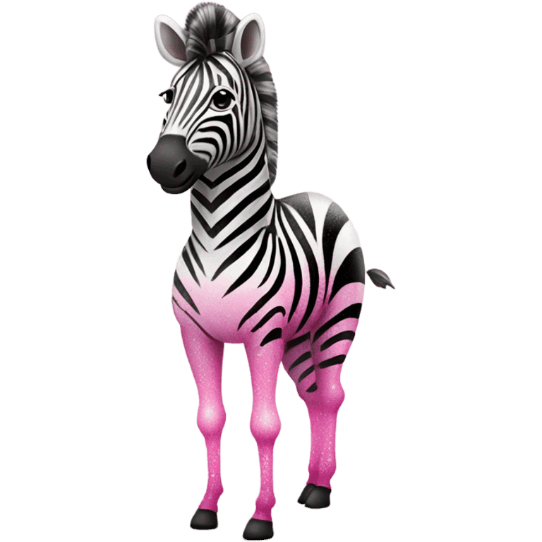 Pink ombre full body zebra with glitter emoji