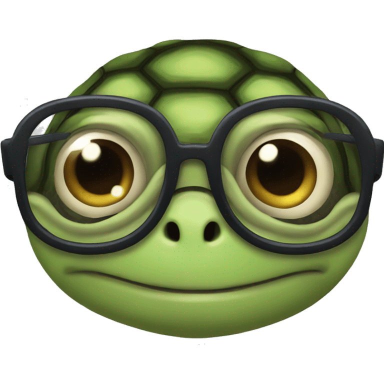 a turtle using glasses emoji