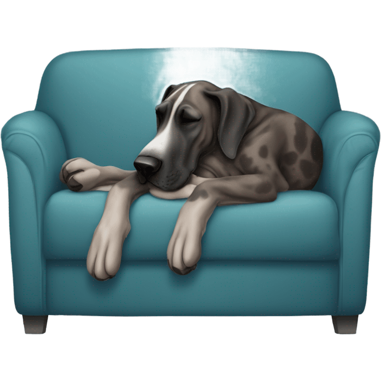 Brindle Great Dane sleeping on a couch  emoji