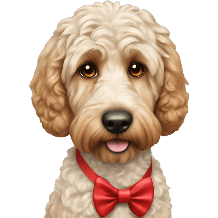 Cockapoo with red bow tie  emoji