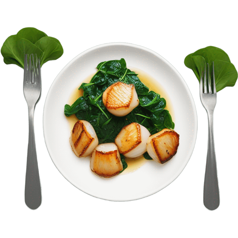 Seared Scallops with Wilted Spinach emoji