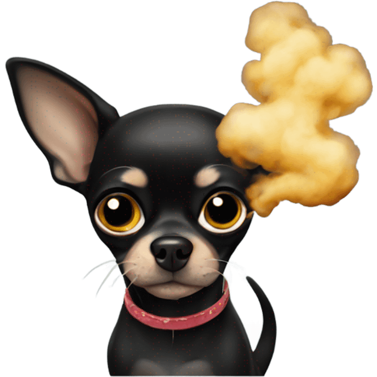 Black chihuahua smoking emoji