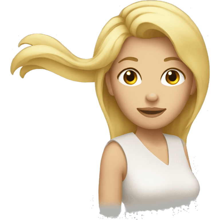 Mother with blonde hair pulling Jet emoji