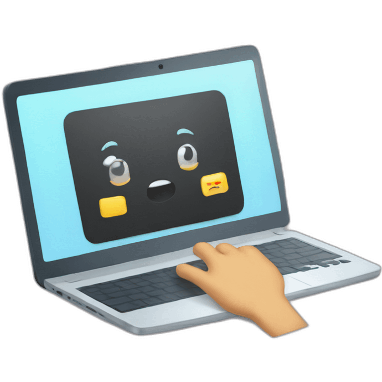 Laptop screen with reporting emoji