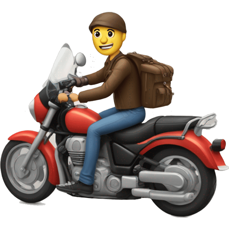 Une personne sur une Moto, partant faire une livraison emoji