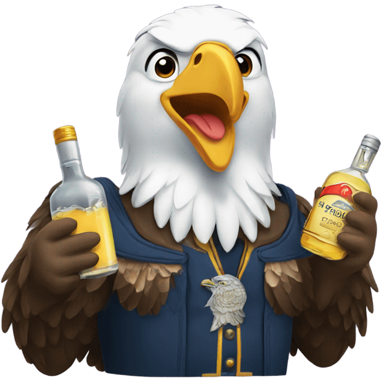 Bald eagle holding tequila emoji