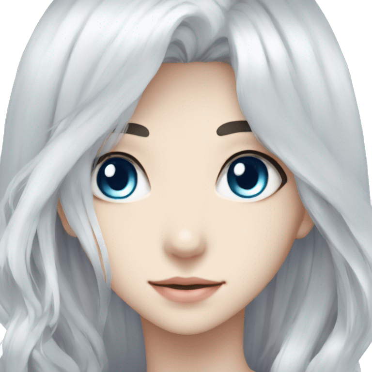 Beautiful anime girl with white hair and blue eyes emoji