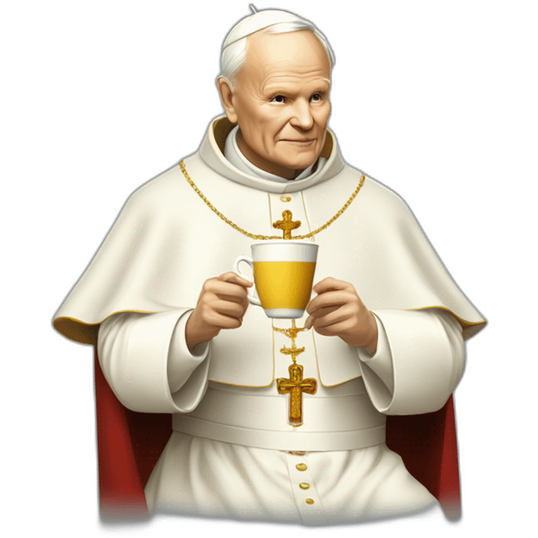 yellowskin pope John Paul II drinking cofee emoji