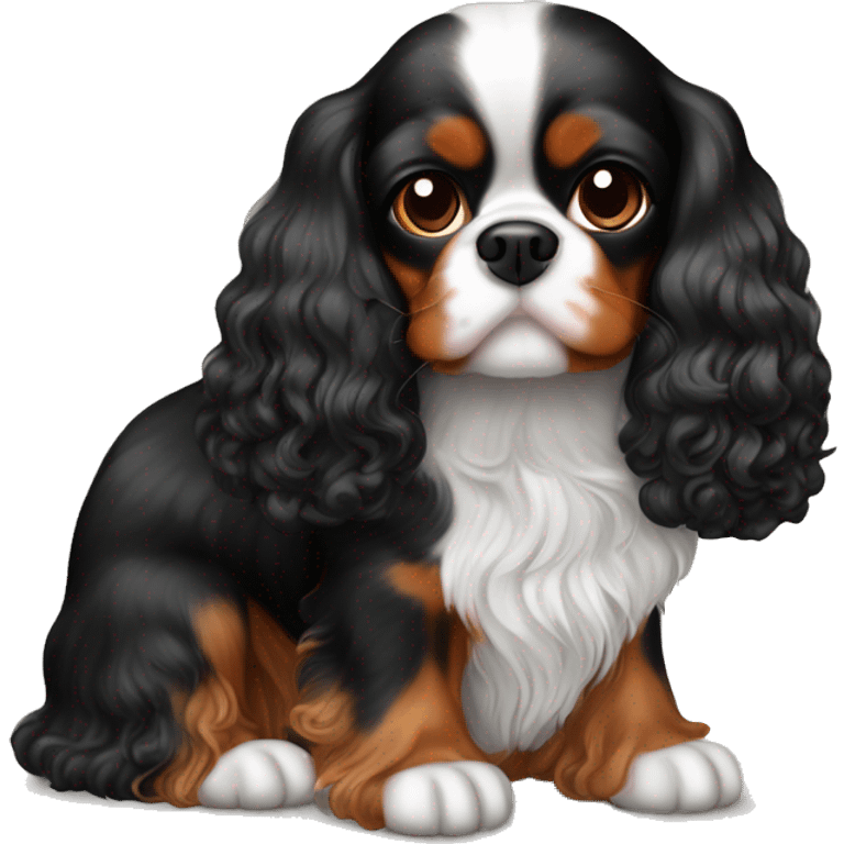 cavalier king charle black and tan small with curly emoji