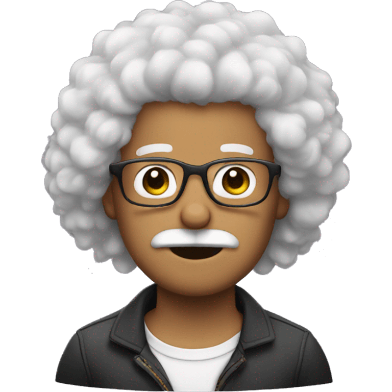 guy with fluffy hair and glasses with a mustache  emoji