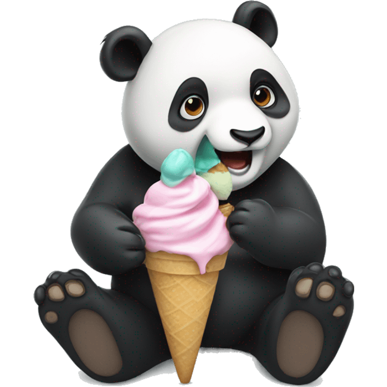 Panda eating ice cream emoji