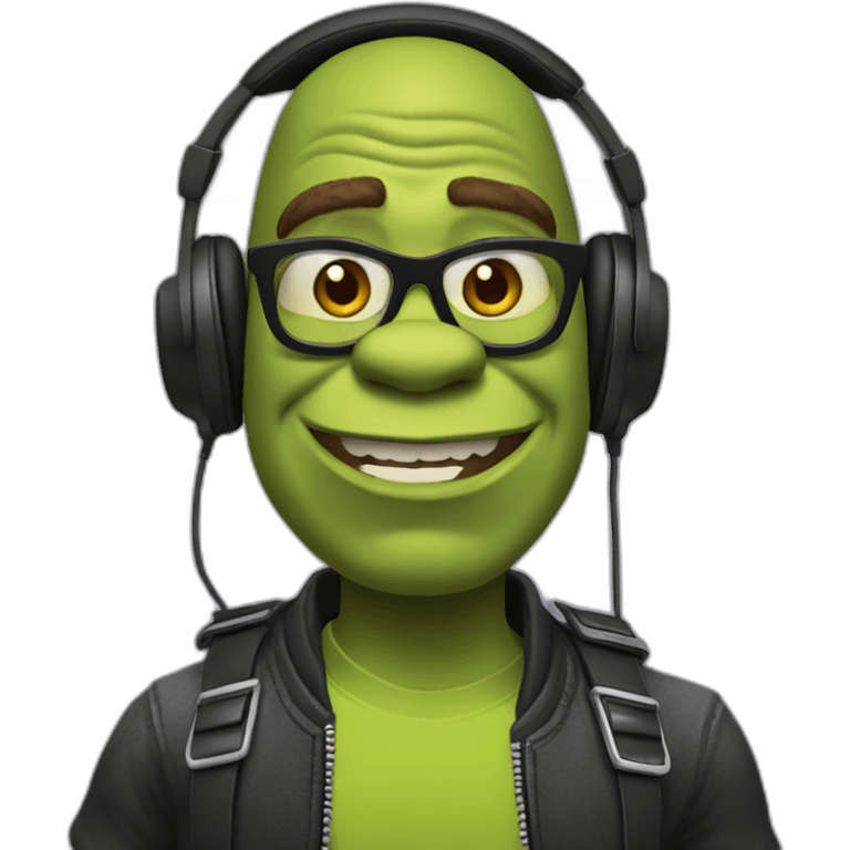 shrek rocker with headphones emoji