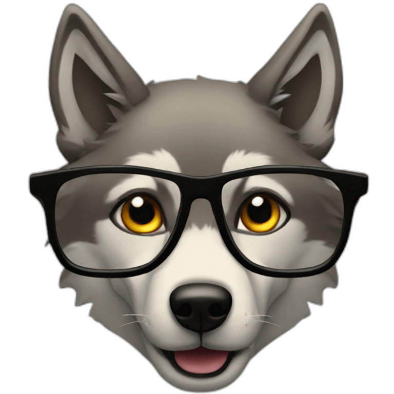 Wolf with glasses emoji