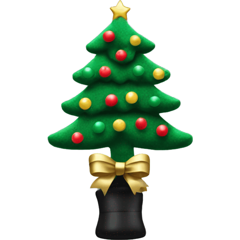 Flocked Christmas tree with black bows emoji