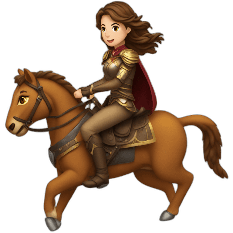 brown hair women riding Battle tigeer emoji