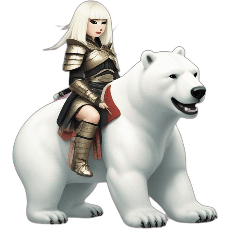 Samurai outfit chromatica Lady Gaga riding Polar Bear emoji