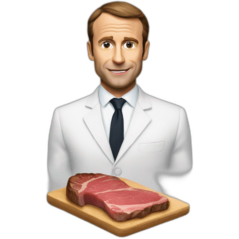 Macron avec un steak emoji