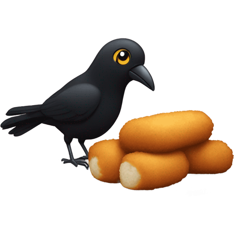 Black bird with croquettes  emoji