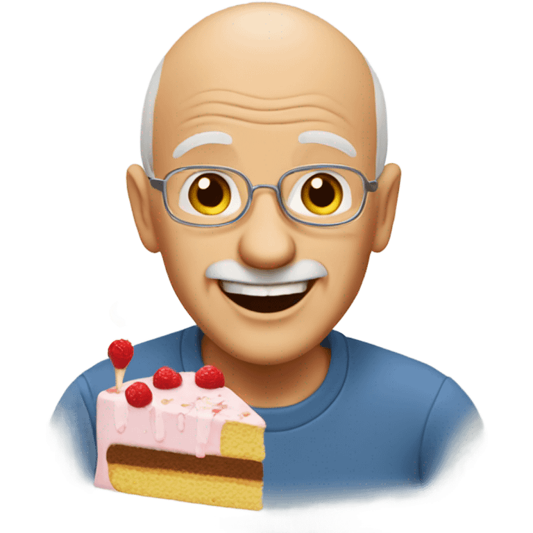 bald old man eating cake emoji