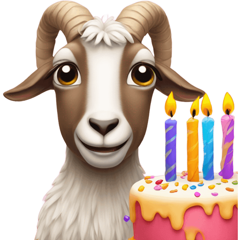 Goat with a birthday cake emoji