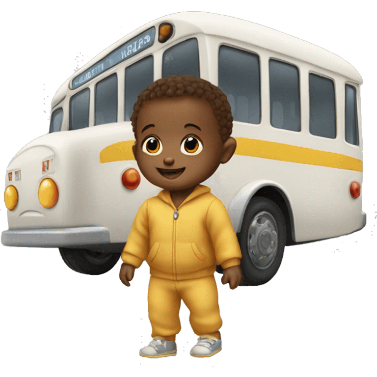 Baby playing with a bus emoji