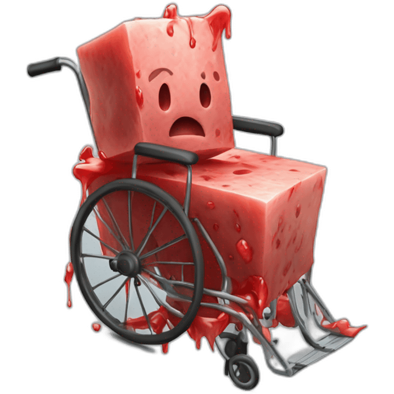 fresh meat meatcube Big cube on broken wheelchair red blood emoji