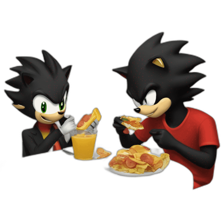 shadow the hedgehog eating lunch with jfk emoji