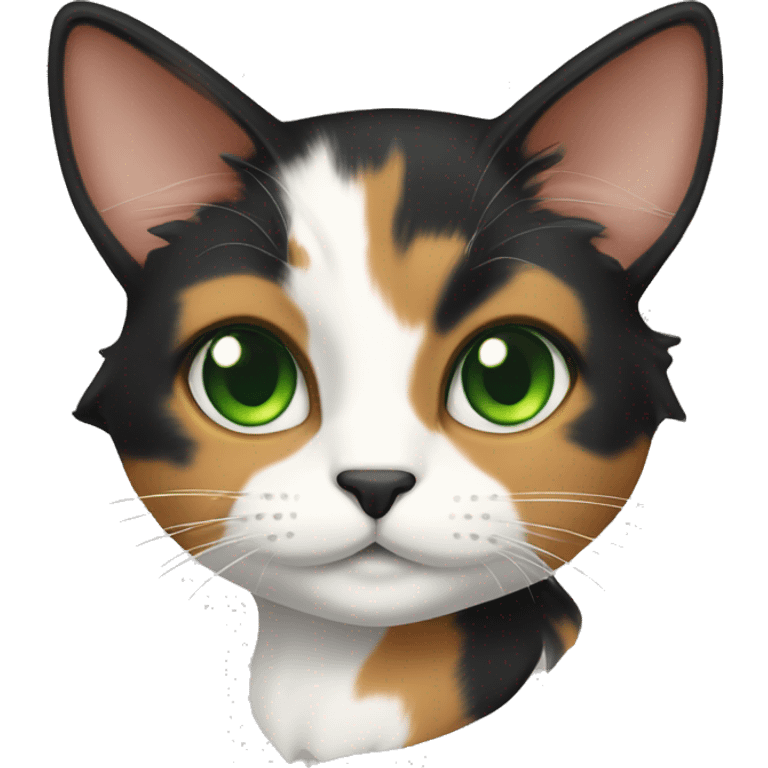 Calico cat with green eyes  emoji