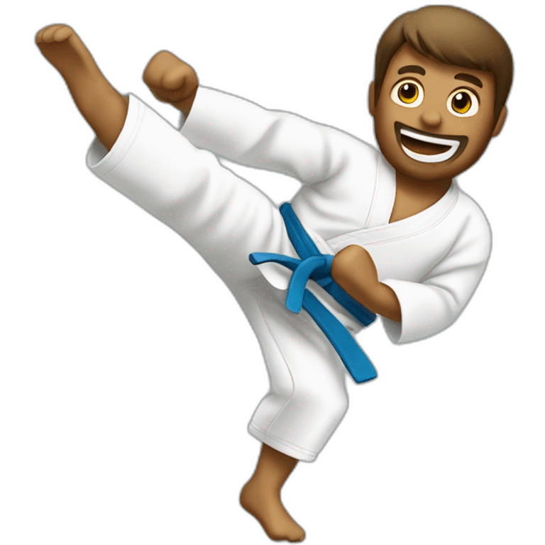 a karate man doing a flying kick mid-air emoji