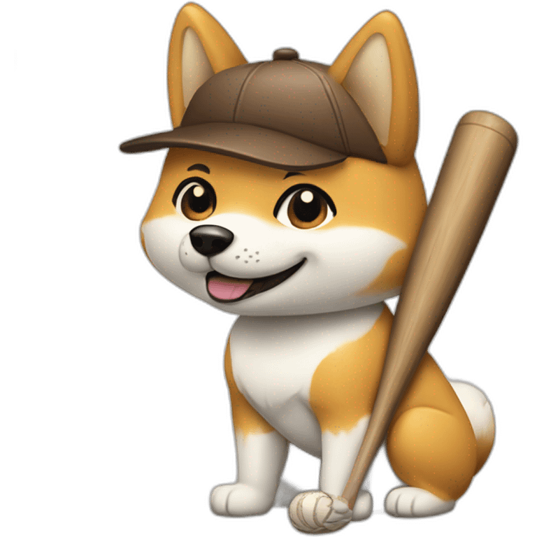 baseball player shiba-with-baseball-bat emoji