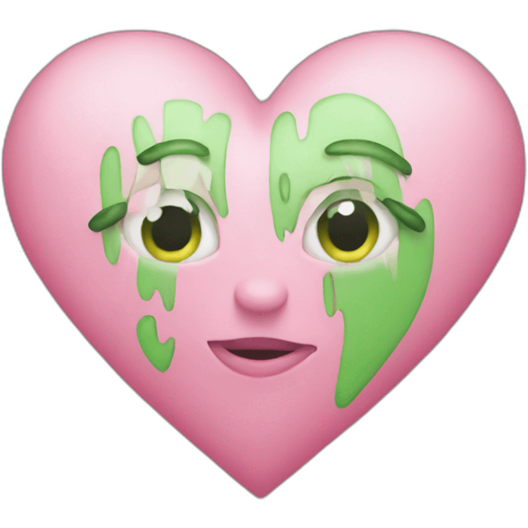 pink and green heart emoji