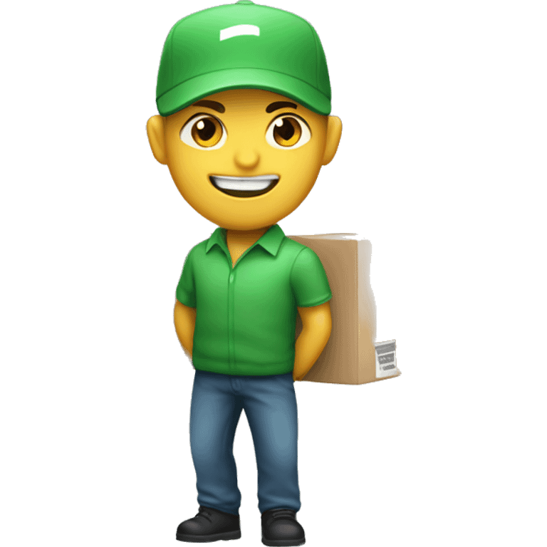 White Courier with a green parcel emoji