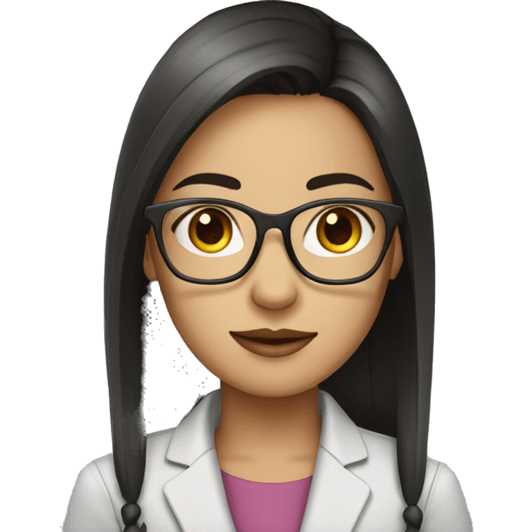 Girl with glasses and office tag. With straight dark hair and IT professional  emoji