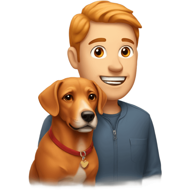  man and fox red labrador  emoji