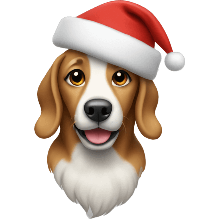 Dog wearing a Christmas hat emoji