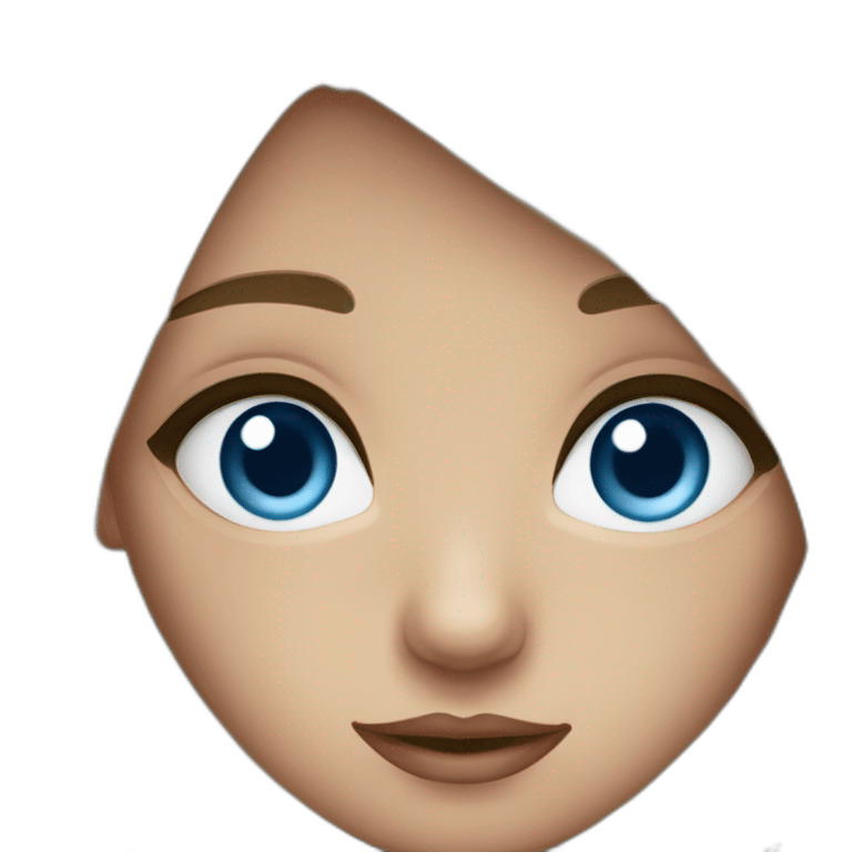 blue-eyed girl with flowing, short hair and three moles under her eye emoji