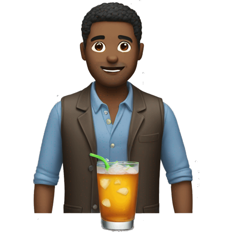 A man with a drink emoji