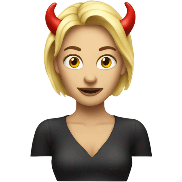 Blond woman with devil horns emoji