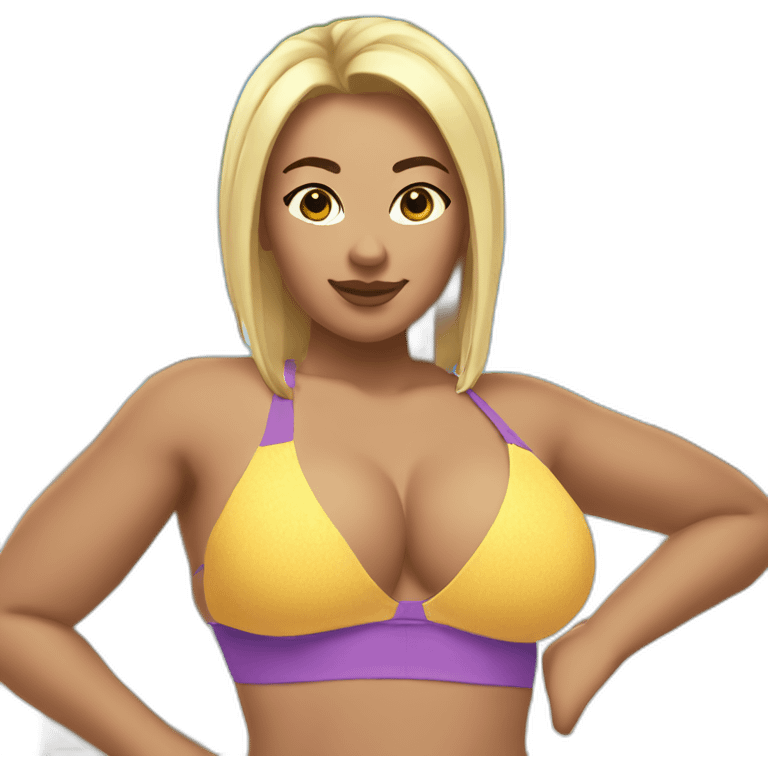 Slim-thicc Caucasian woman small bikini pose (beach body) emoji