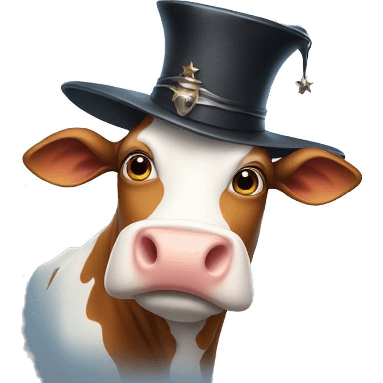 face cow with magic hat emoji