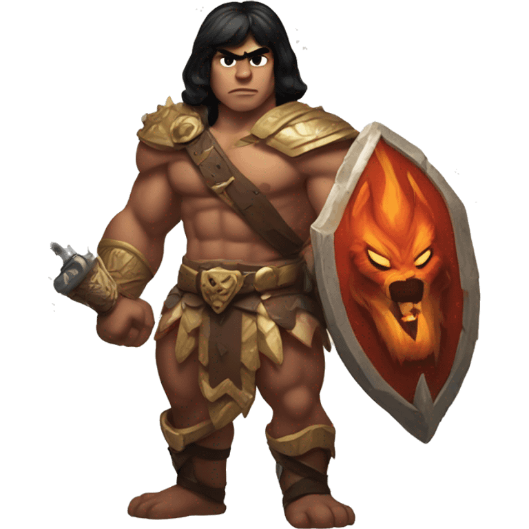 diablo blackhaired 4 male barbarian and he-man's battle cat emoji