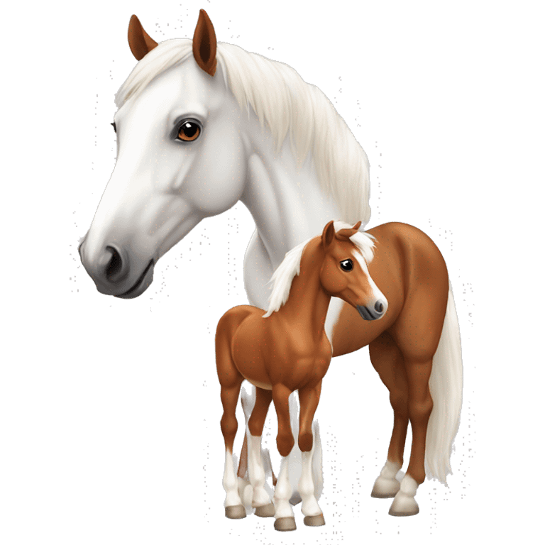 Chestnut horse with white, cheeky playful horse, foal emoji