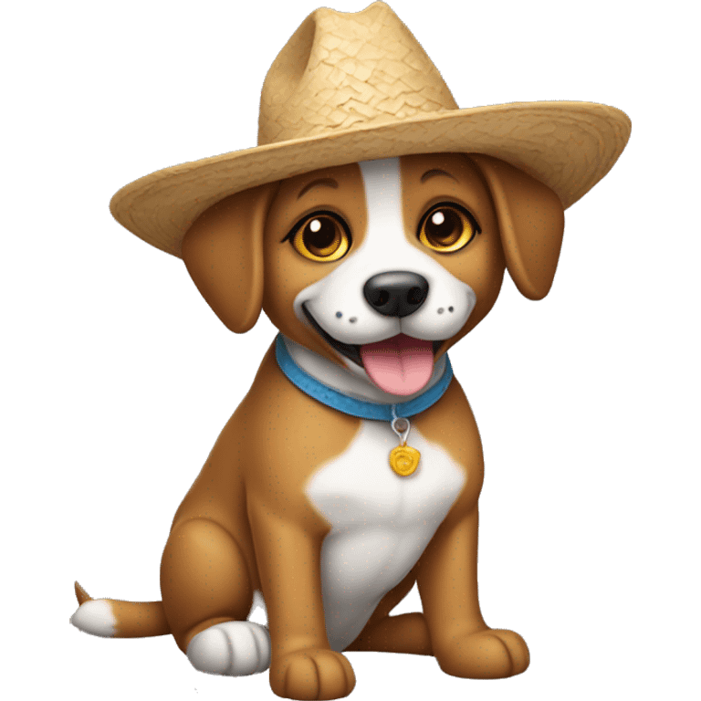 Un perro con sombrero emoji