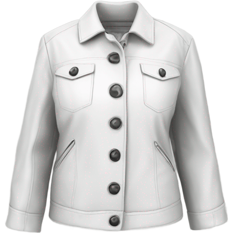 White oversize womens open button up leather jacket  emoji