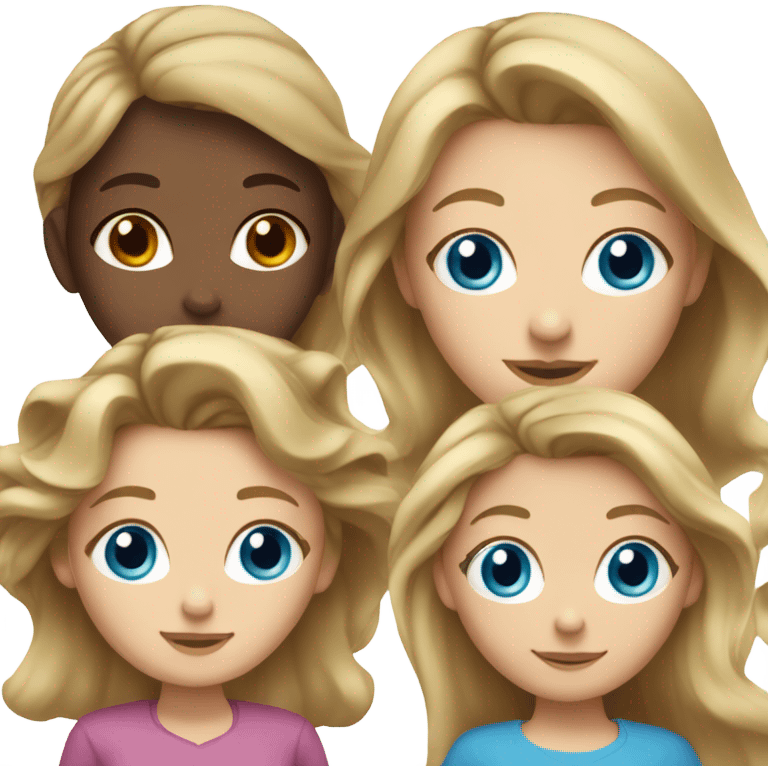 Mother with dirty blonde hair and blue eyes, daughter with brown hair and blue eyes emoji