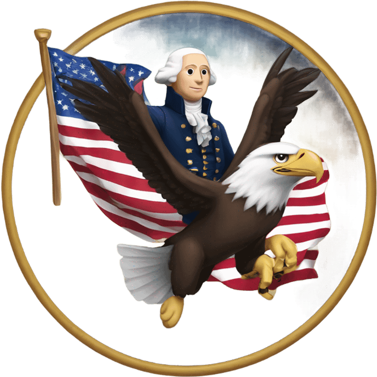 George Washington flying on a bald eagle holding a American flag  emoji