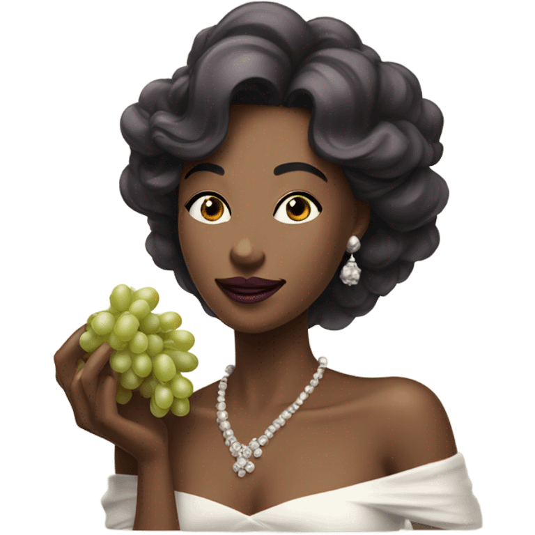 woman eating grapes like royalty emoji