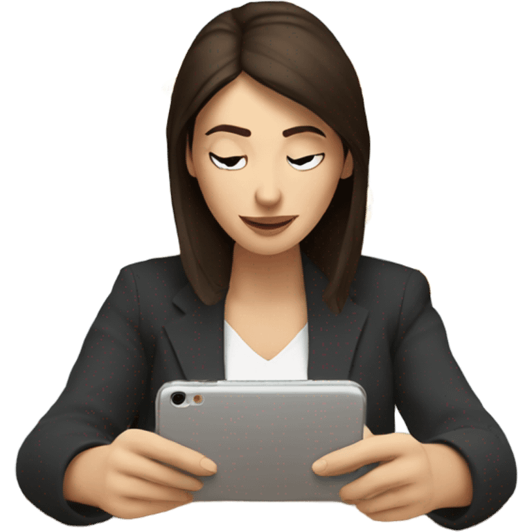 brunet woman smartphone charts emoji