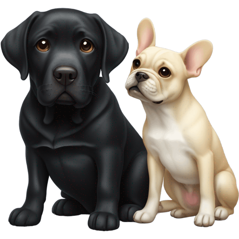 Black lab with white spot on chest and frenchie  emoji